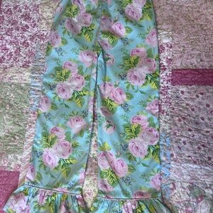 Matilda Jane Pink Roses Big Ruffles Girls Bottoms - Pink and Mint Green.